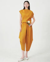Luxury Geometric Plissé Trousers Set